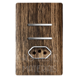 Conjunto Interruptor Duplo Simples + Tomada 10A - Novara Especiais Carvalho